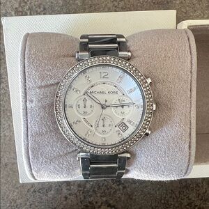 Michael Kors Silver Crystal-Embellished Women's Watch